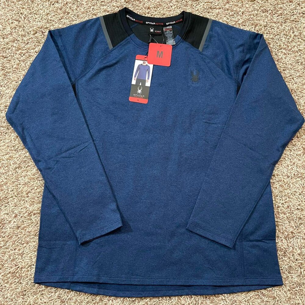NEW Spyder Active Men’s Moisture Wicking Brush Long Sleeve T-Shirt Blue, Size M